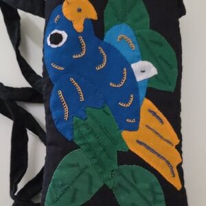 Mola Vintage Eyeglass Case, Colorful Parrot, Handsewn, Panama, 1970s